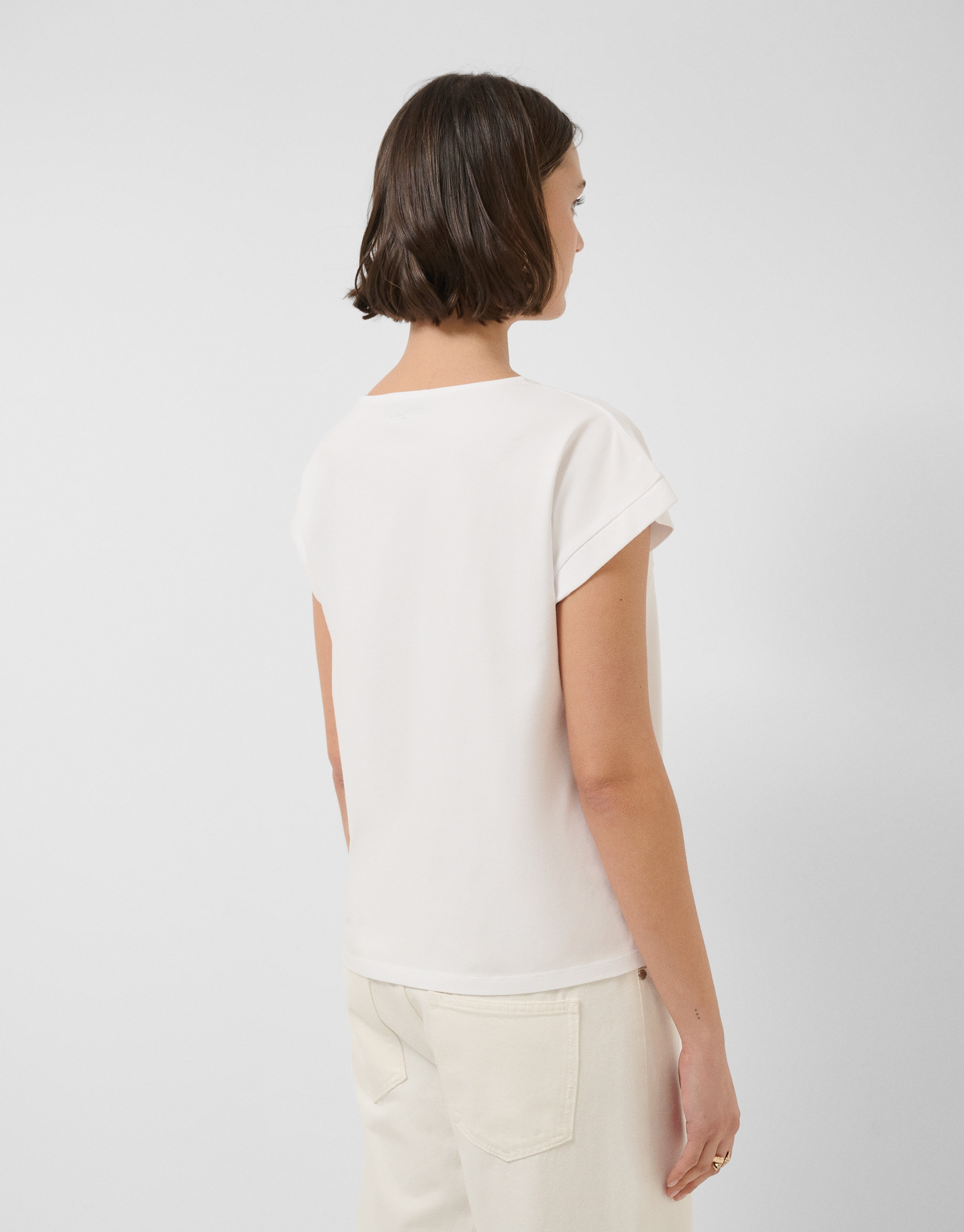 Camiseta sin mangas oversize blanca con ... | Roberto Verino