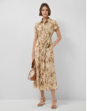 Camel-coloured printed shirt dress - Woman | Roberto Verino