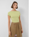 Green draped neckline T-shirt - Woman - SS2026 | Roberto Verino