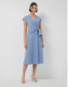 Vestido midi cruzado sin mangas azul - Mujer | Roberto Verino