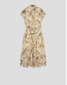Camel-coloured printed shirt dress - Woman | Roberto Verino
