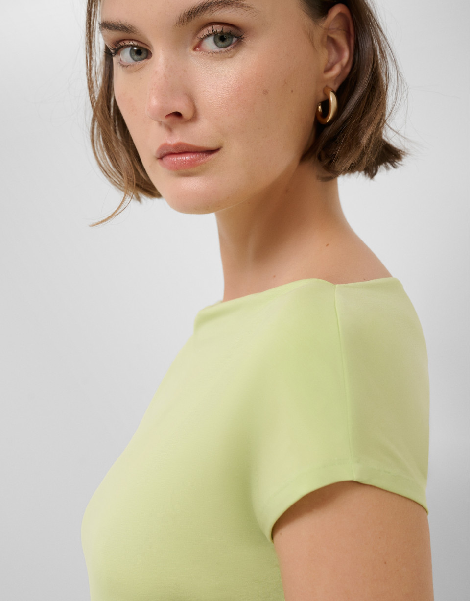 Green draped neckline T-shirt - Woman - SS2026 | Roberto Verino