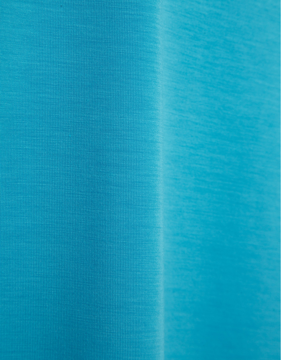 Turquoise blue t-shirt with gathered shoulder | Roberto Verino