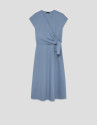 Vestido midi cruzado sin mangas azul - Mujer | Roberto Verino
