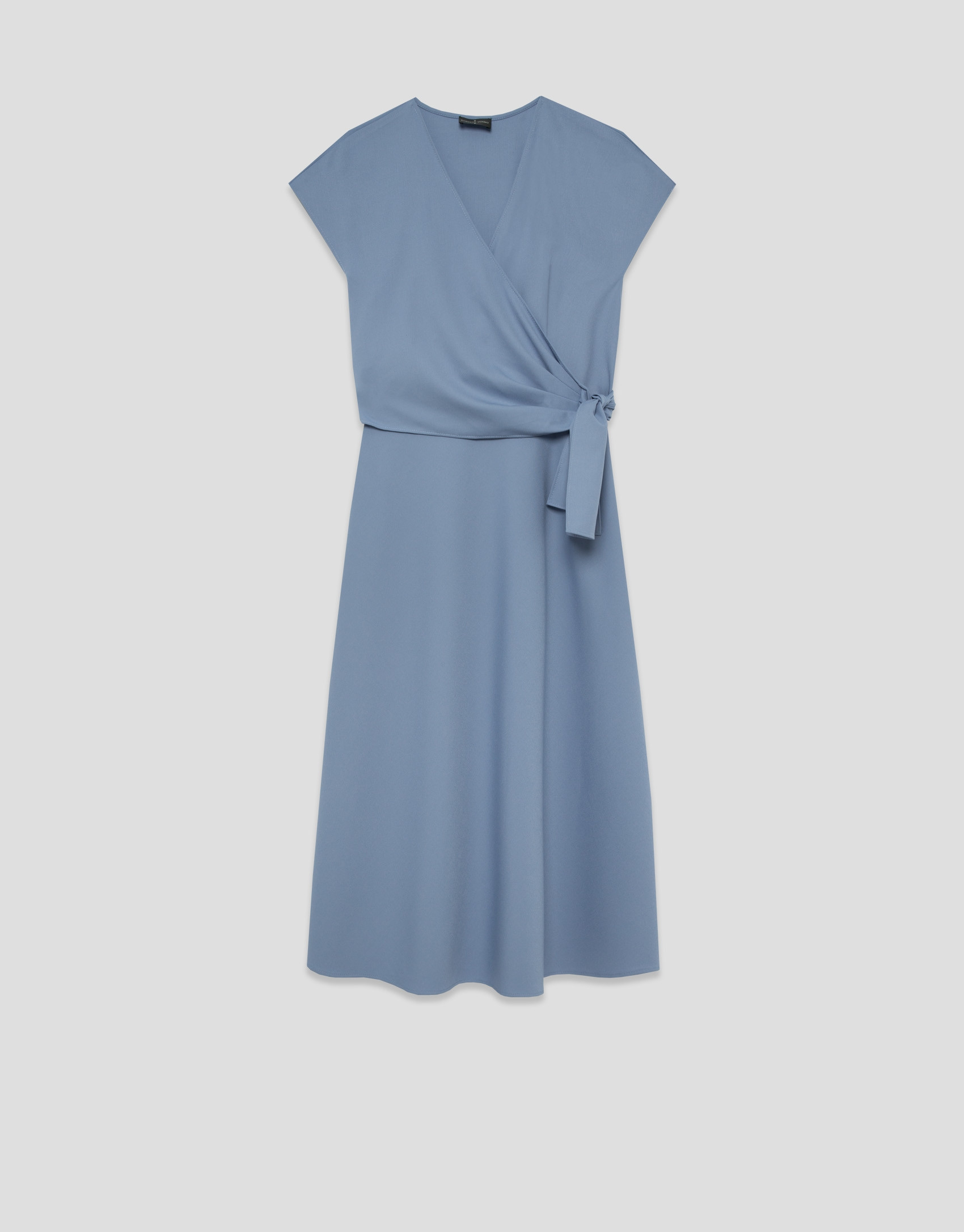 Blue sleeveless wrap midi dress - Woman | Roberto Verino