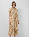 Camel-coloured printed shirt dress - Woman | Roberto Verino