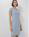 Straight dress with short sleeves in blue tweed | Roberto Verino