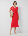 Red knit sleeveless wrap midi dress - Woman | Roberto Verino
