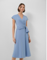 Vestido midi cruzado sin mangas azul - Mujer | Roberto Verino