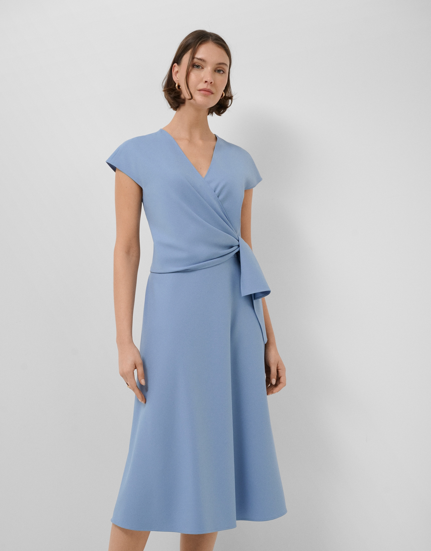 Blue sleeveless wrap midi dress - Woman | Roberto Verino