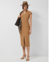 Sleeveless camel dress with V-neck - Woman | Roberto Verino