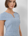 Straight dress with short sleeves in blue tweed | Roberto Verino