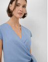 Blue sleeveless wrap midi dress - Woman | Roberto Verino