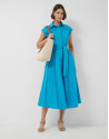 Blue shirt midi dress with lace trim - Woman | Roberto Verino