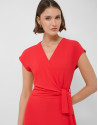 Red knit sleeveless wrap midi dress - Woman | Roberto Verino