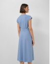 Blue sleeveless wrap midi dress - Woman | Roberto Verino