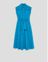 Blue shirt midi dress with lace trim - Woman | Roberto Verino