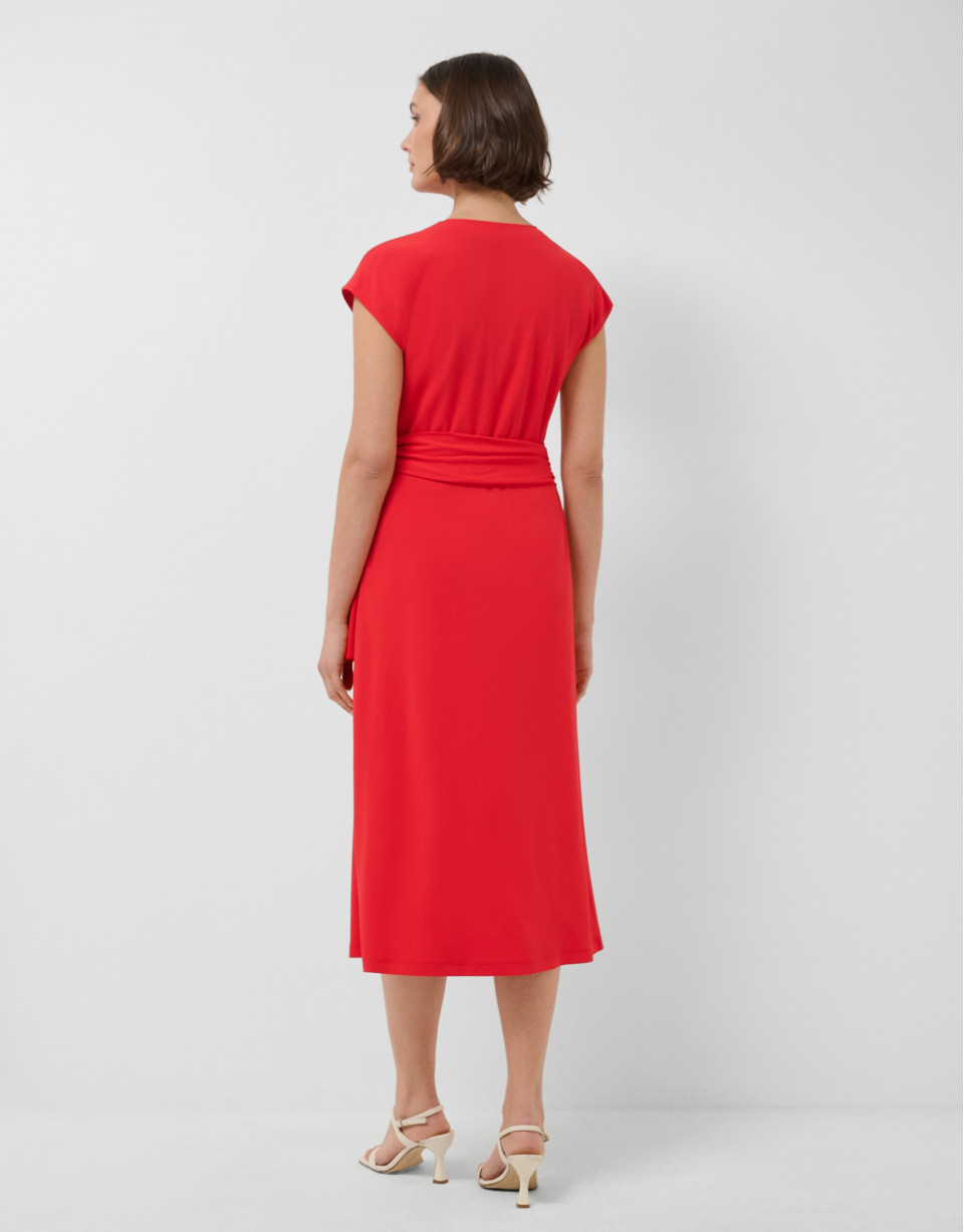 Red knit sleeveless wrap midi dress - Woman | Roberto Verino