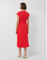 Vestido midi cruzado sin mangas punto rojo | Roberto Verino