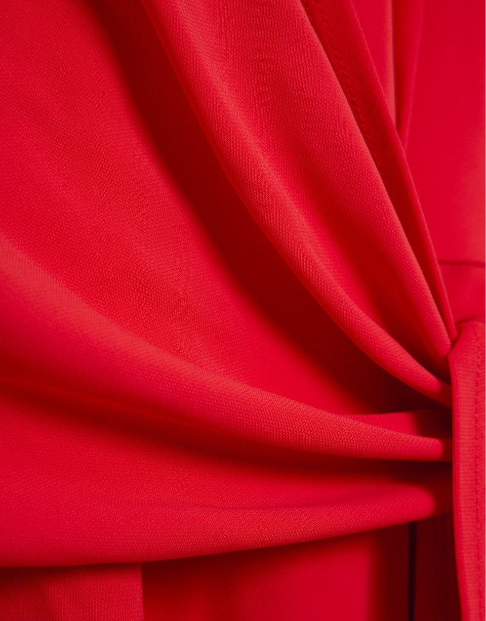 Red knit sleeveless wrap midi dress - Woman | Roberto Verino