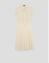 Vestido midi manga tres cuartos beige - Mujer | Roberto Verino