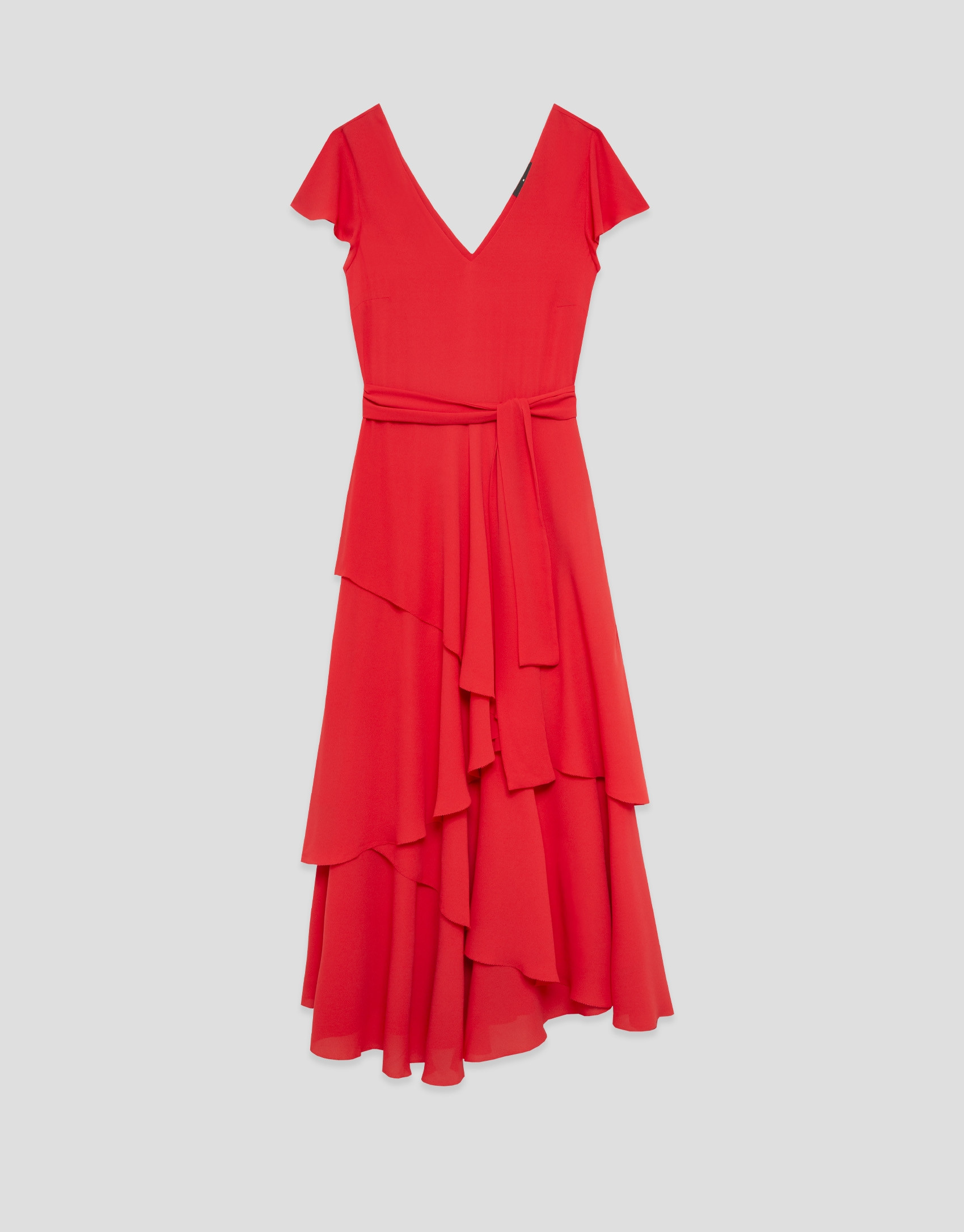 Red flowing chiffon ruffle dress - Woman | Roberto Verino
