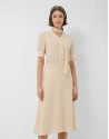 Vestido midi manga tres cuartos beige - Mujer | Roberto Verino