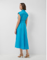 Vestido midi camisero azul con tiras de encaje | Roberto Verino