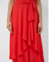 Vestido volantes gasa fluida rojo - Mujer | Roberto Verino