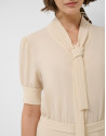 Beige three-quarter sleeve midi dress - Woman | Roberto Verino