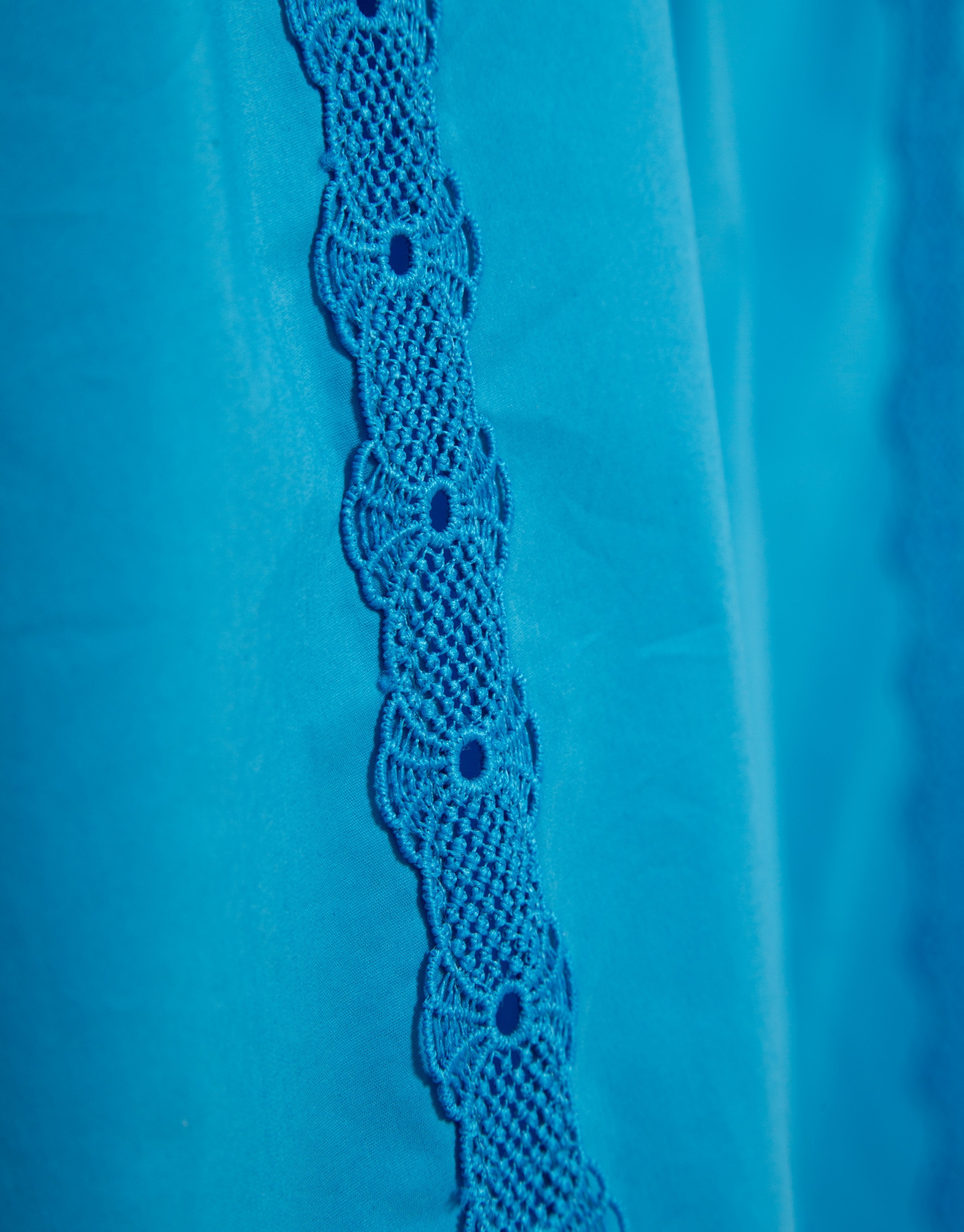 Blue shirt midi dress with lace trim - Woman | Roberto Verino