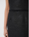 Straight sleeveless dress in black weave fabric | Roberto Verino