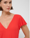 Red flowing chiffon ruffle dress - Woman | Roberto Verino