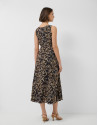 Brown leaf print crepe sleeveless dress - Woman | Roberto Verino