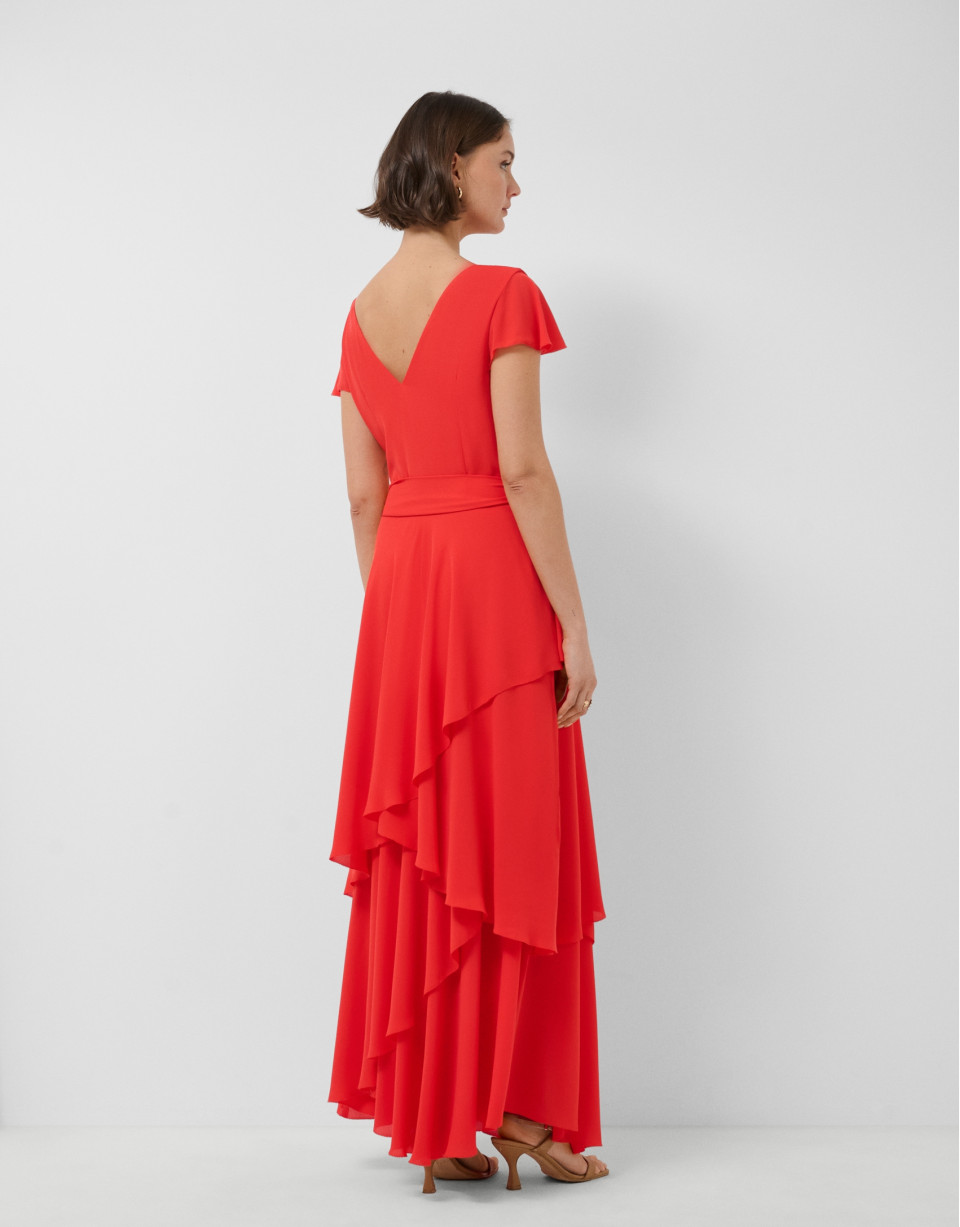 Vestido volantes gasa fluida rojo - Mujer | Roberto Verino