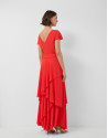 Red flowing chiffon ruffle dress - Woman | Roberto Verino