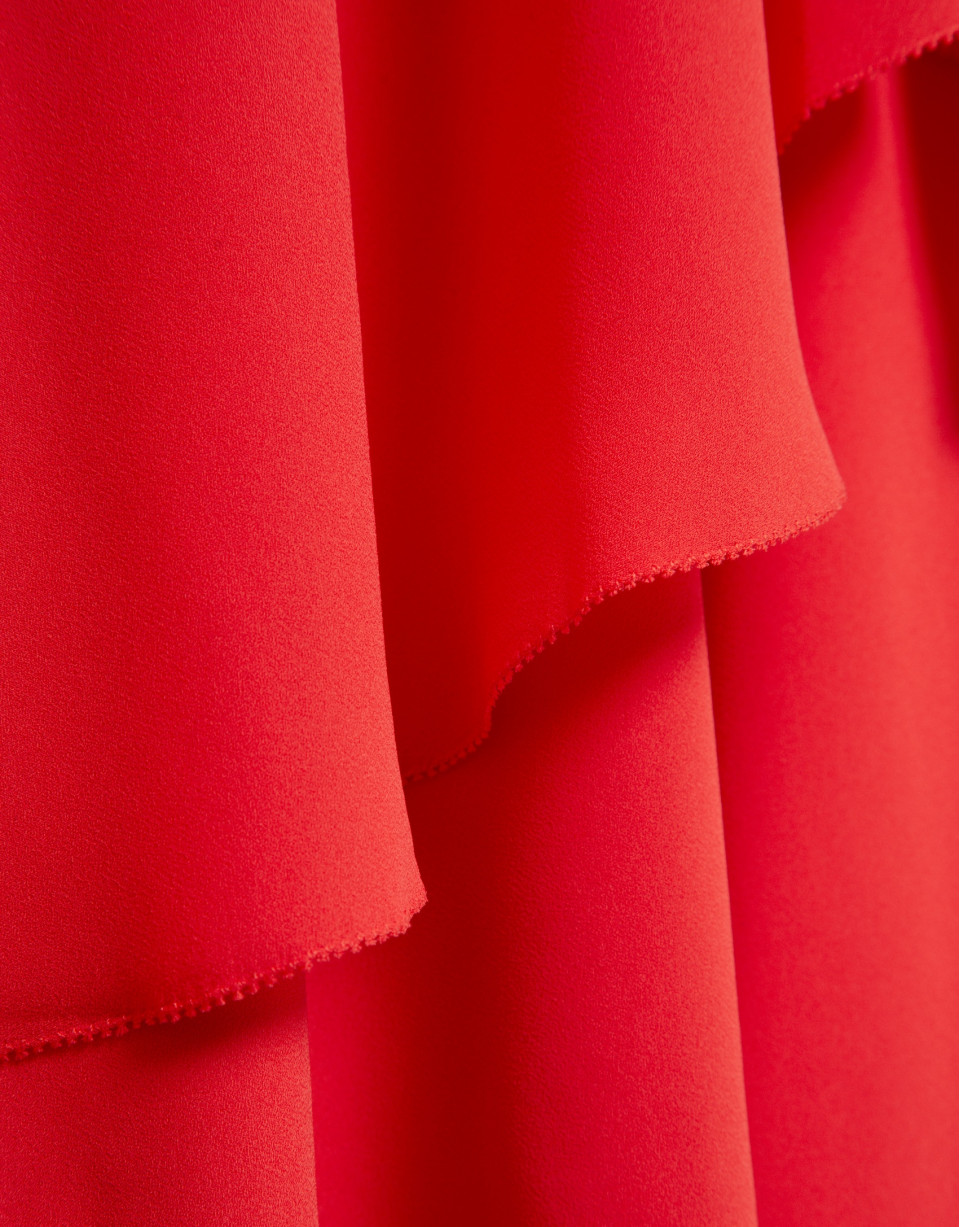Red flowing chiffon ruffle dress - Woman | Roberto Verino