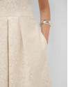 Vestido sisas beige jacquard floral plata ... | Roberto Verino
