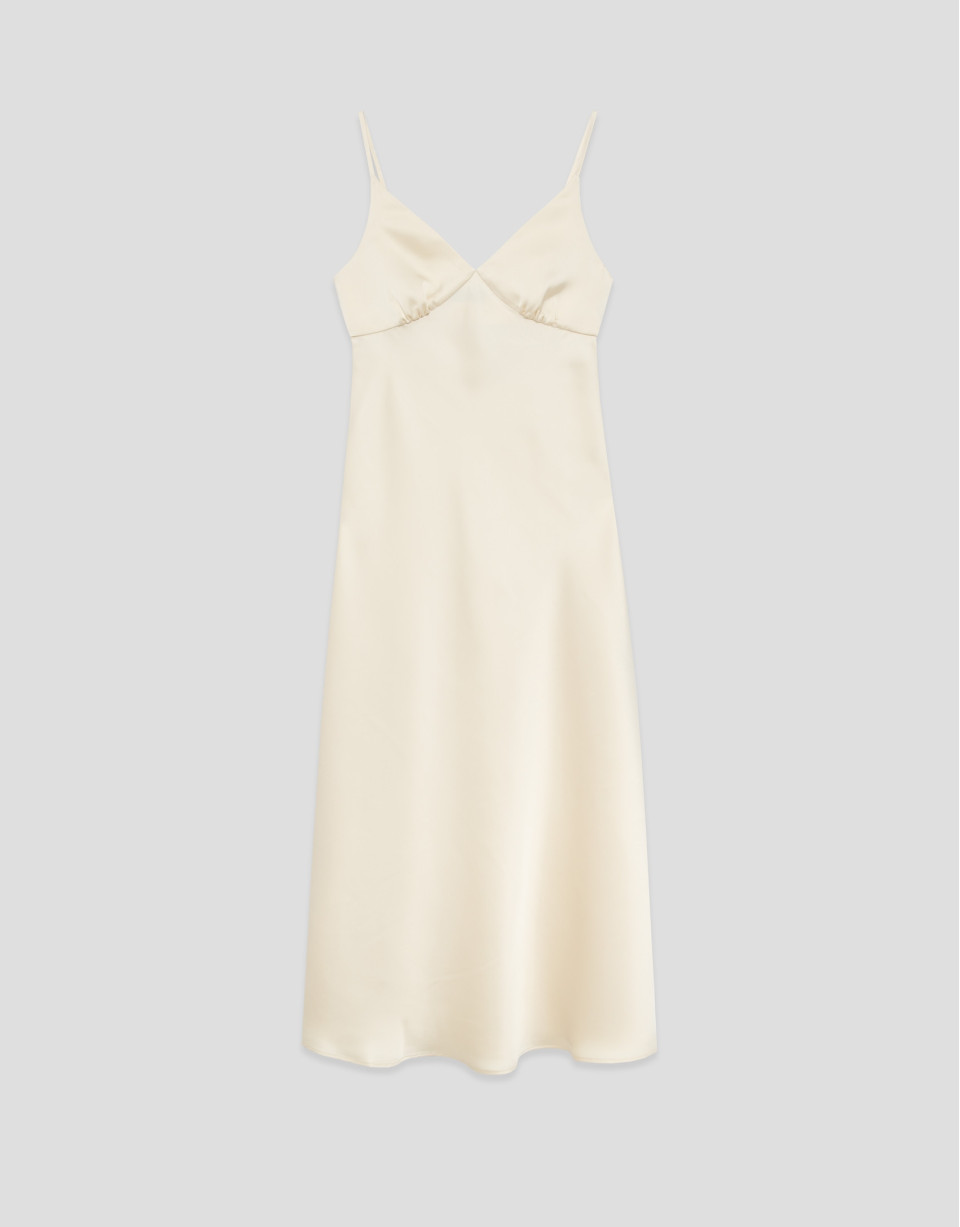 Beige strappy slip dress - Woman - SS2026 | Roberto Verino