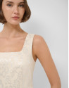 Vestido sisas beige jacquard floral plata ... | Roberto Verino