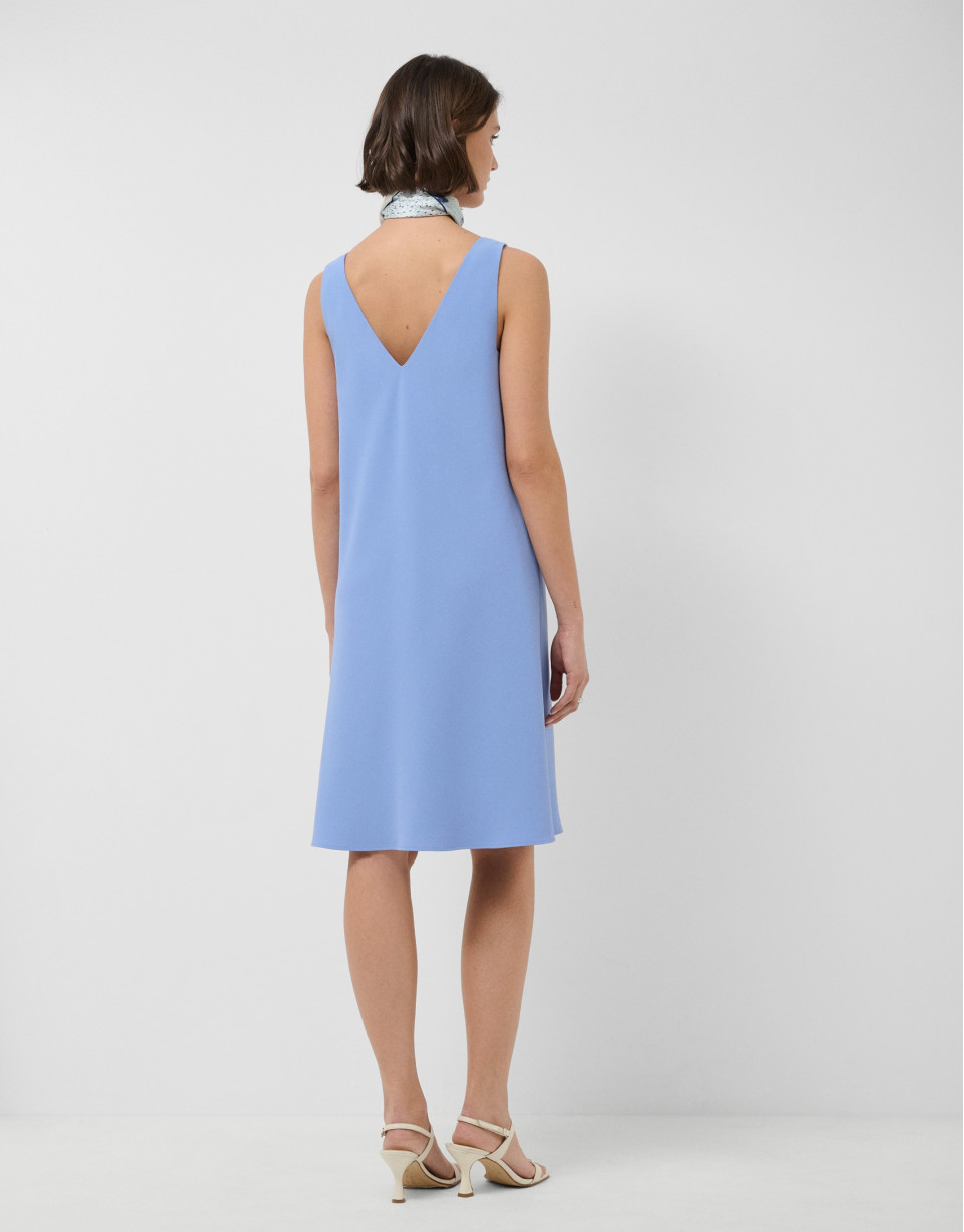 Light blue crepe dress with armholes - Woman | Roberto Verino