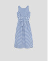White cotton cross-strap dress with blue stripes | Roberto Verino
