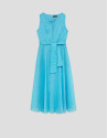Vestido midi sin mangas ramio azul turquesa | Roberto Verino