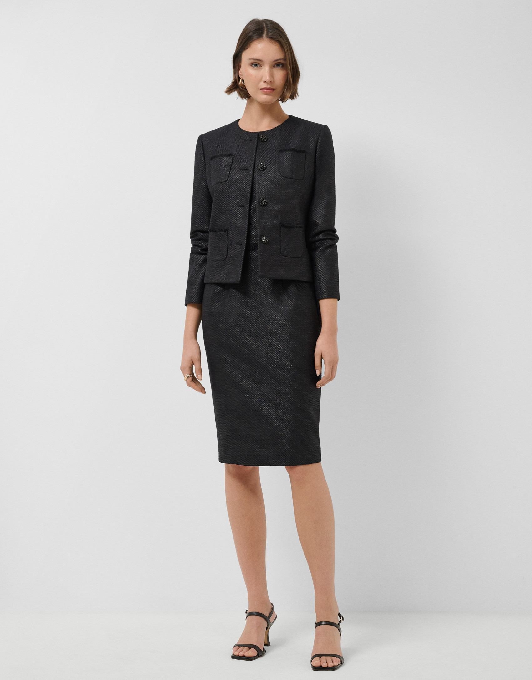 Short black woven jacket - Woman - SS2026 | Roberto Verino
