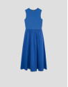 Vestido en tejido combinado punto y algodón azul | Roberto Verino