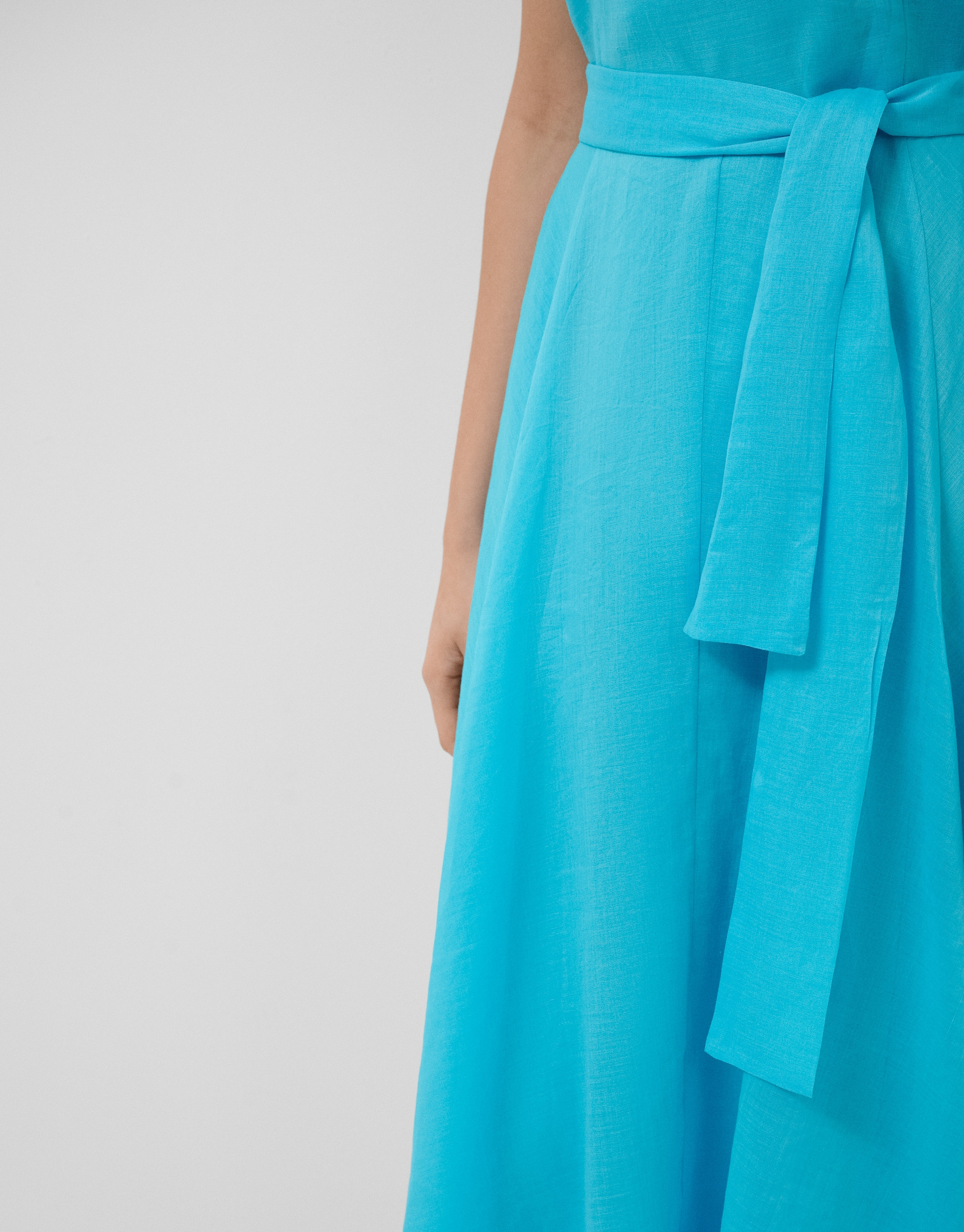 Vestido midi sin mangas ramio azul turquesa | Roberto Verino