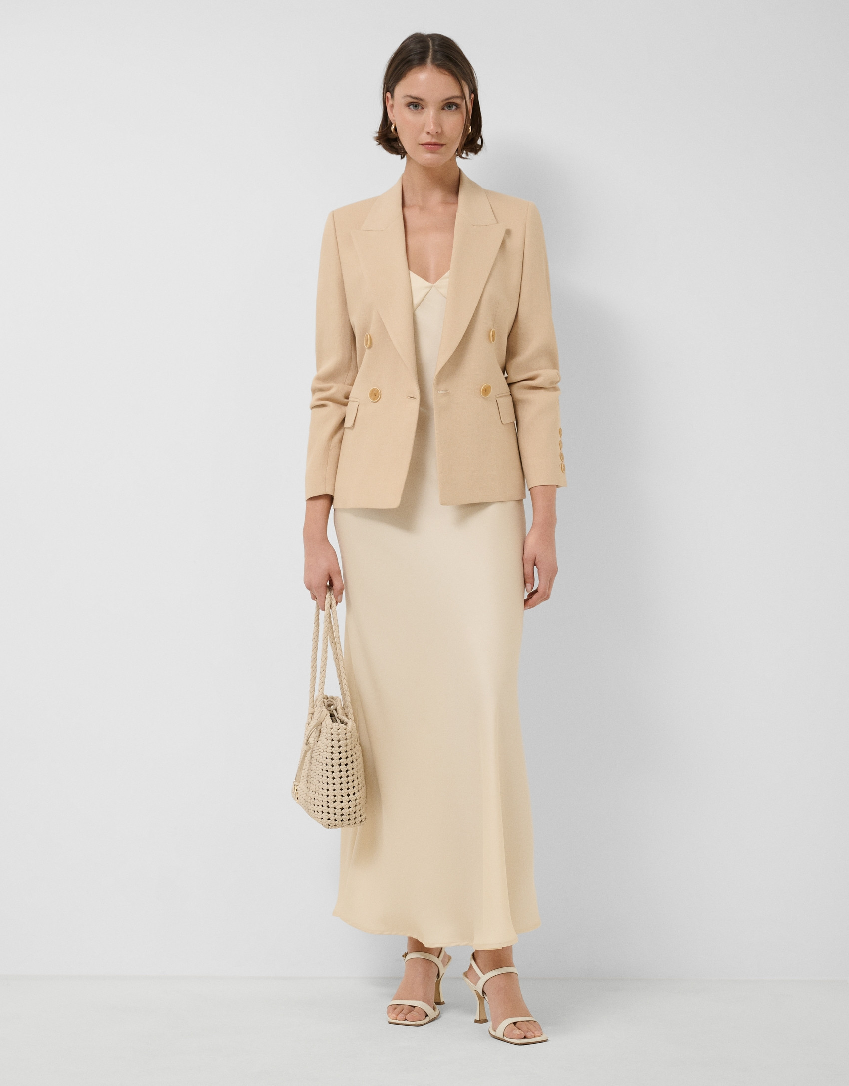 Beige strappy slip dress - Woman - SS2026 | Roberto Verino