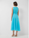 Turquoise blue ramie sleeveless midi dress | Roberto Verino