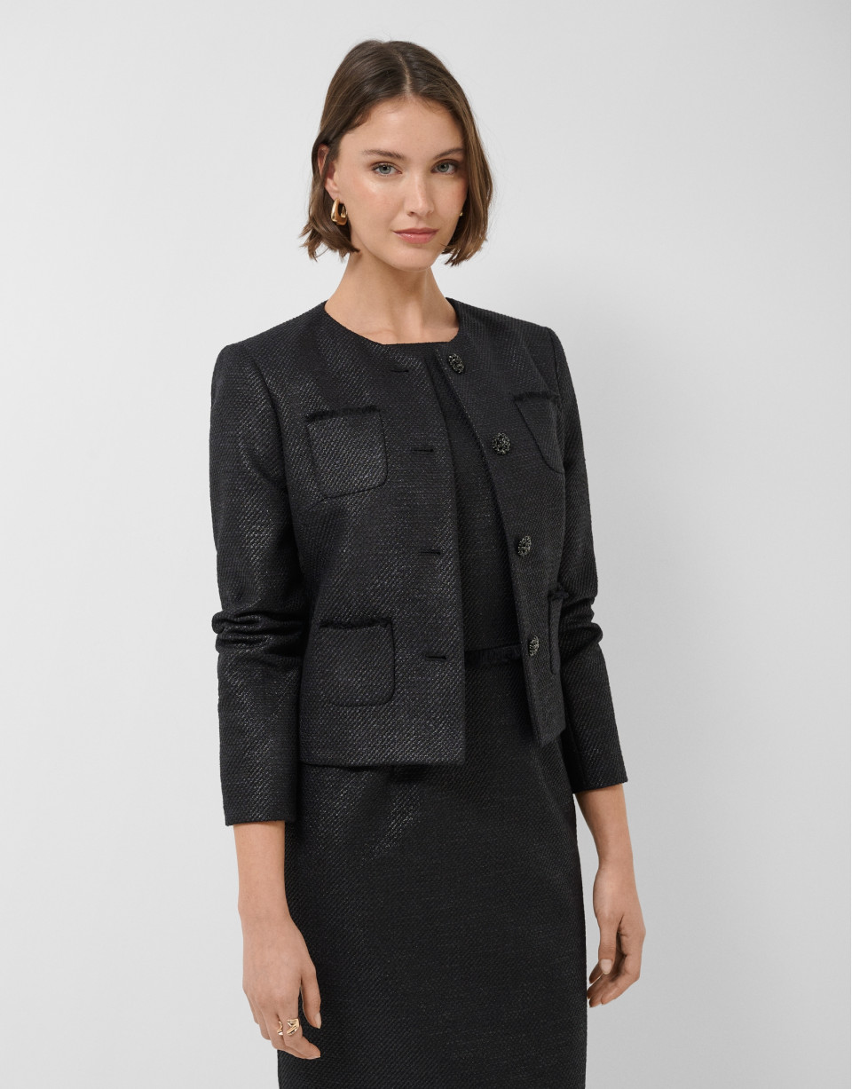 Short black woven jacket - Woman - SS2026 | Roberto Verino