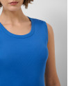 Vestido en tejido combinado punto y algodón azul | Roberto Verino